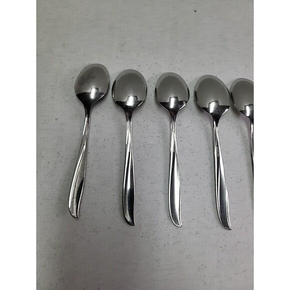 8 Pc Vintage MCM Oneida Community Atomic TWIN STAR Stainless Steel Tablespoons